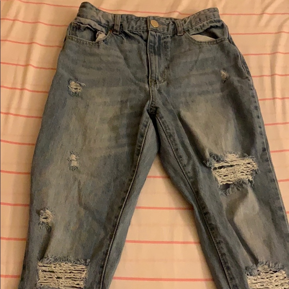 Distressed Mom Skinny Jeans